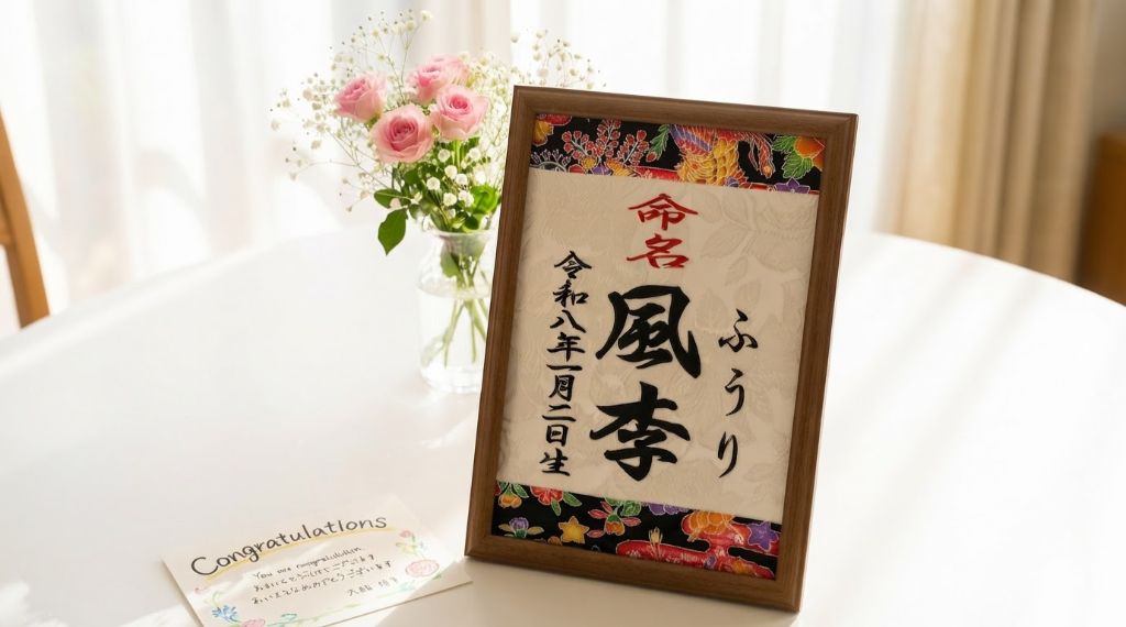 命名刺繍フレームとギフト